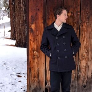 SCHOTT N.Y.C.Classic Melton Wool Navy Pea Coat